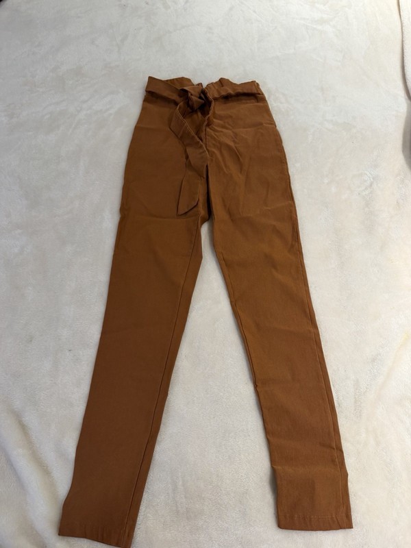 Fashion Nova Women’s Brown High Rise Skinny Tie Waist Stretch Pants M 31"