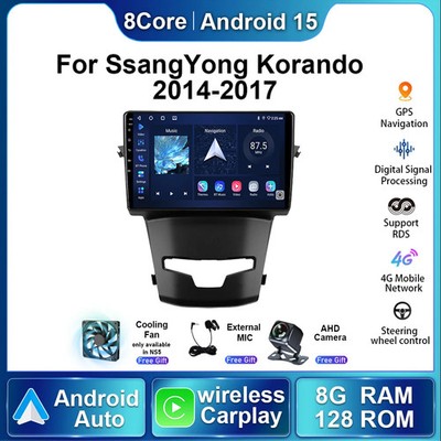 For SsangYong Korando 3 Actyon 2 2014-2017 Carplay GPS Android Car Radio Stereo