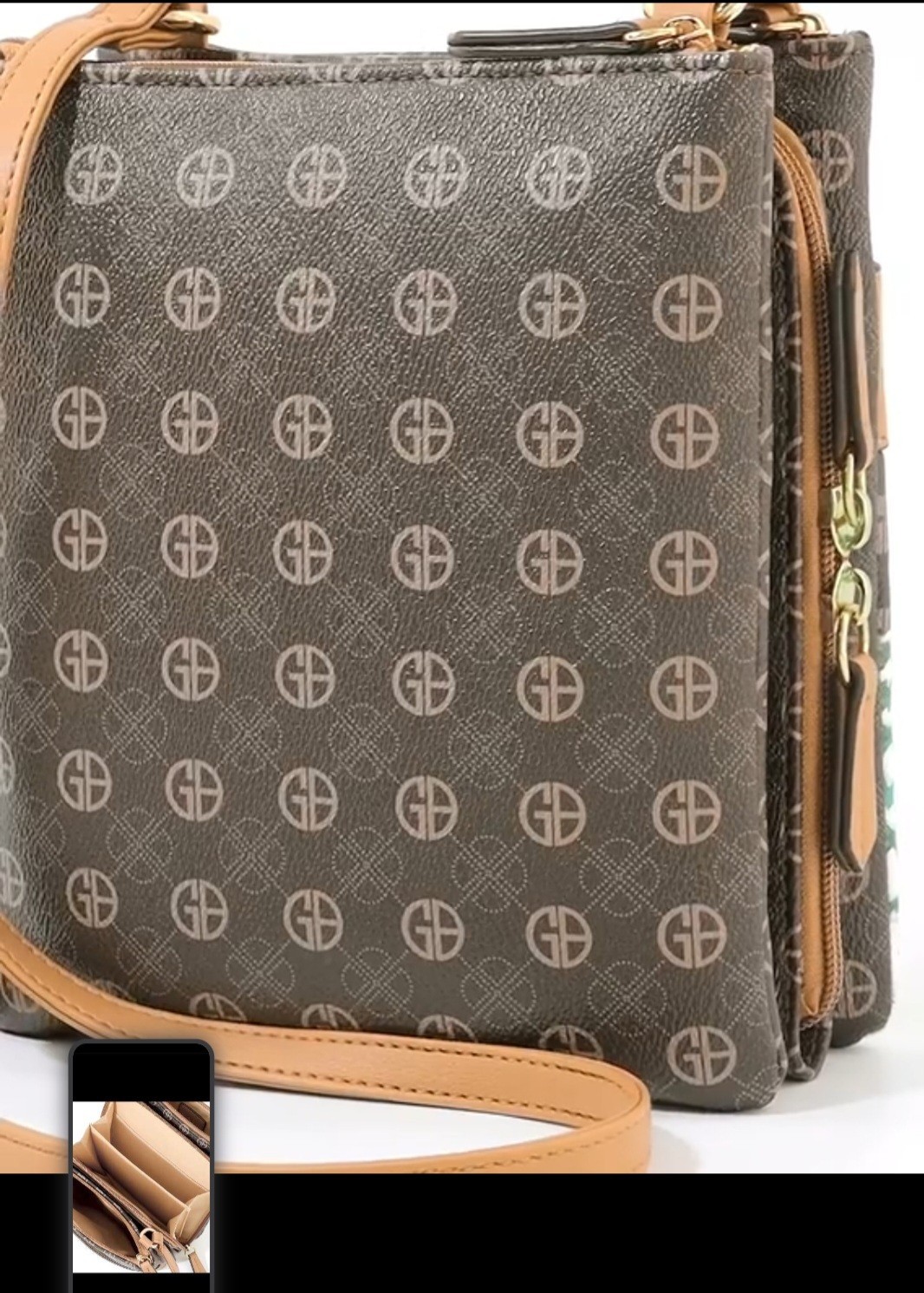 Authentic Giani Bernini Brown Monogram Crossbody … - image 2