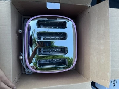 SMEG TSF03PKUS 4 Slice Toaster Pink Retro Stainless Steel Open Box New - Image 1 of 4