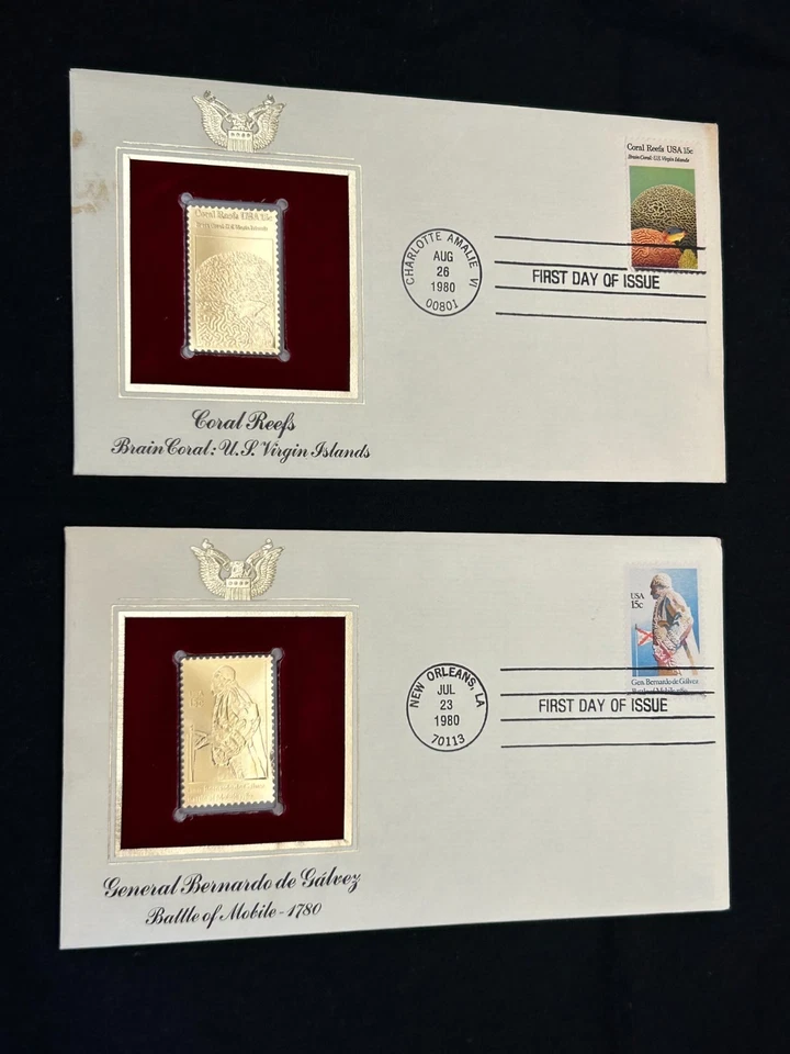 1980 Youth Classics 22kt Gold Replica First Day Covers Complete Set of 2 - Image 2 of 3