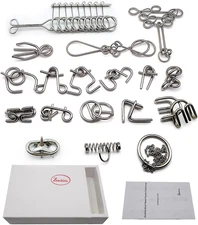18 Sets Metal Brain Puzzles Teasers IQ Toys,Metal Puzzles Games for  Kids