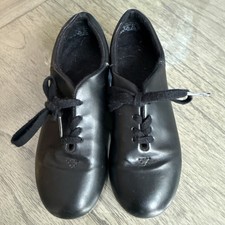 Capezio Black Patent Leather TeleTone Tap Shoes Girls Size 2M