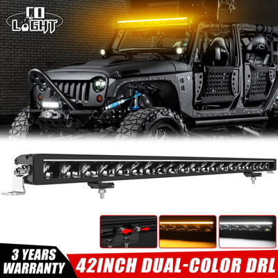 40Zoll LED Lightbar Spot+Flut Amber/Weiß DRL Arbeitsscheinwerfer 4WD ECE E9 R148