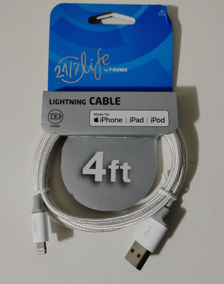 24/7 Life By 7-Eleven 4FT Lighyning Cable For iPhone, iPad & iPod