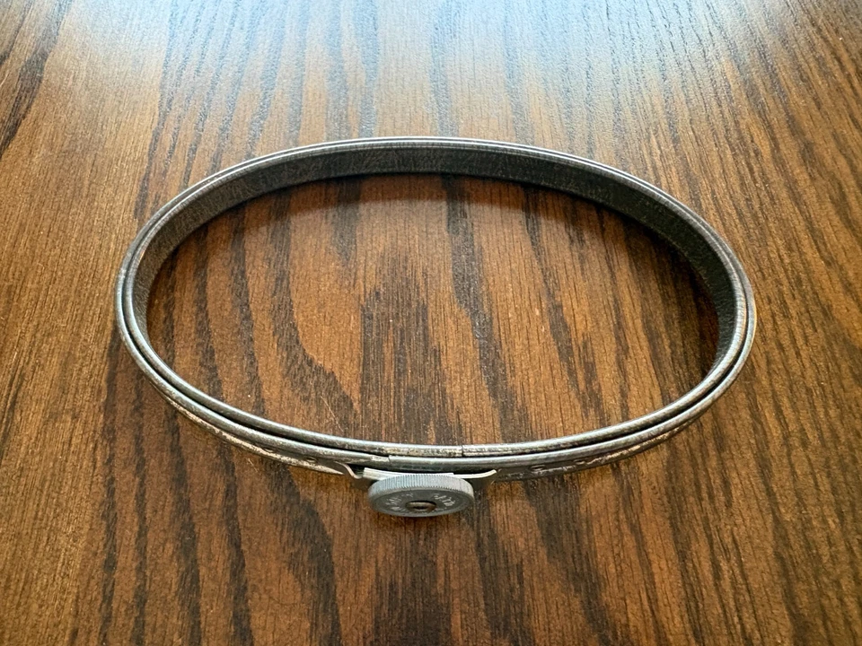Vtg Oval Queen Tension Dial Metal Embroidery Hoop Cork Lined 6" Working Pat'd - Image 3 of 4