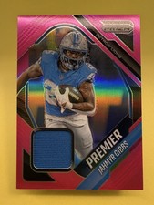 Jahmyr Gibbs -2025 Panini Prizm -Premier Jersey Pink Prizm Relic (MEM) #PJY-JGB