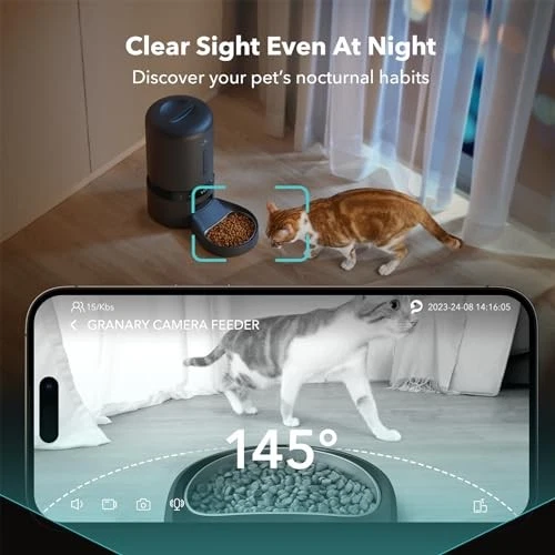 PETLIBRO AUTOMATIC CAT FEEDER CAMERA 1080P HD VIDEO 5G WIFI 2-WAY AUDIO - BLACK - Image 4 of 4