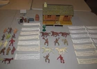 Vintage 1950's MARX Western Ranch Playset Cabin, Figures and Accessories
