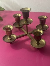 Vintage Brass Candelabra 5 Taper Candle Centerpiece Patina made In India