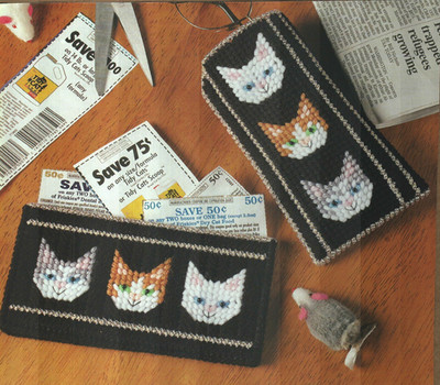 FLIRTY FELINES CAT EYEGLASS CASE & POUCH PLASTIC CANVAS PATTERN INSTRUCTIONS
