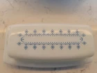 Vintage PYREX Blue Snowflake Garland Covered Butter Dish VGC