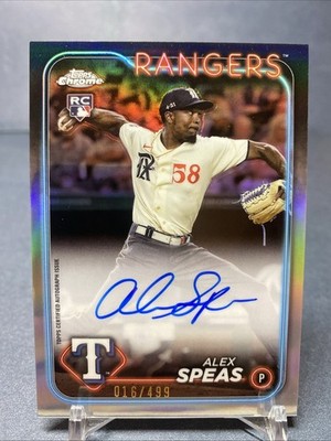 2024 Topps Chrome - Rookie Autographs Alex Speas #RA-ASP Refractor /499 (AU, RC)