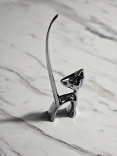 Hagenauer Walter Bosse Style Chrome Long Tailed Cat Figurine Ring Holder MCM A3
