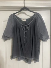 WE THE FREE Oversized Dolman Sleeve Cropped Tunic Top Gray Women's Large
