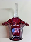 SIGNED FENTON RUBY RED  GOD BLESS AMERICA BASKE