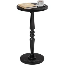 Round Side Table for Small Spaces - Small Accent End Table Nightstand Black