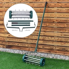 Costway Heavy Duty Rolling Garden Lawn Aerator Roller Home Grass Steel Handle