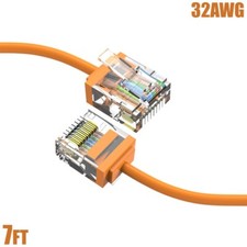 7FT Cat6A RJ45 Network LAN Ethernet UTP Patch Cable Super Slim Cord 32AWG Orange
