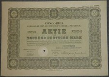 CONCORDIA Bergbau-Aktiengesellschaft, Oberhausen (Rhld.) 1952 1000 DM