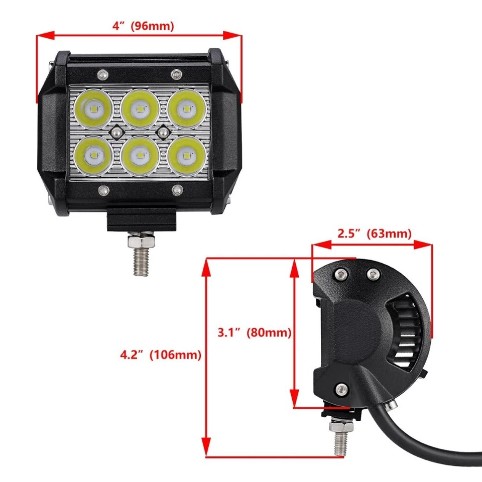 For Jeep Wrangler TJ 52" LED Work Light Bar +2x 4" 18W Pods+Upper Mount Brackets Foto 4 de 4