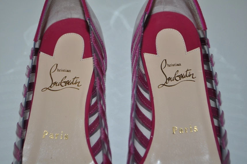 NUEVO EN CAJA Zapatos planos Christian Louboutin A6 PVC Specchio ROSA/claros punta abierta 37.5 - 7 Foto 4 de 4