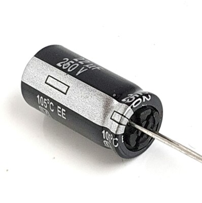 22uF 250v, Panasonic (JAPAN) EE, 105C Electrolytic Capacitor 10x20mm – ref:a233 | eBay UK