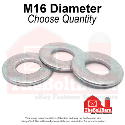 M16 Class 10 Hardened Flat Washers Zinc Clear (Pick Quantity)