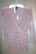 Long Sleeve Madison Studio Mauve Shimmery Metallic Shirt Size Med NWT