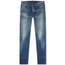 NWT Saint Laurent YSL Dirty Winter Blue Distressed Slim Fit Denim Jeans 29 890