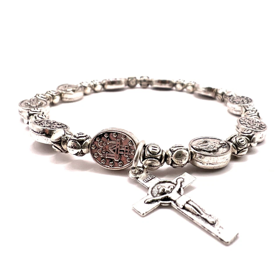 Handmade Catholic Christian Religious bracelet Rosary Prayer Beads Crucifix - Image 2 of 4