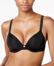 NATORI 732080 Pure Luxe T-Shirt Smooth Contour Bra Black New Size 38DD