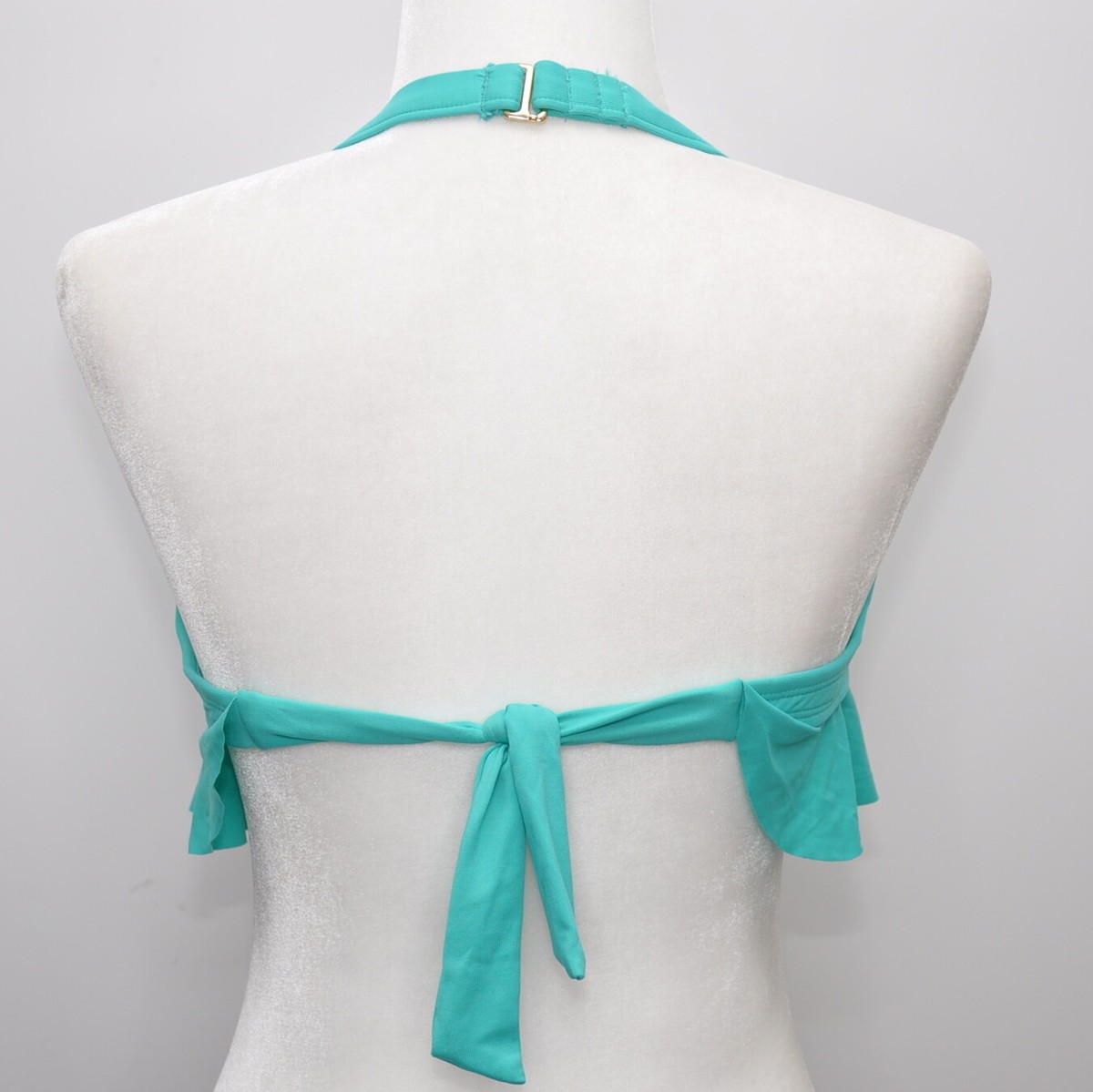 ボウ Chaps Women's Swimwear Bikini Top Size 8 D Cup Aqua Green Halter