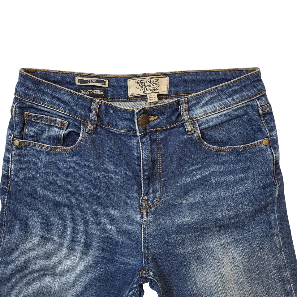 Fat Face Faded Blue Straight Leg 3/4 Crop Denim Jeans Uk Women's 8 W26 L23 G722 - Image 2 of 4