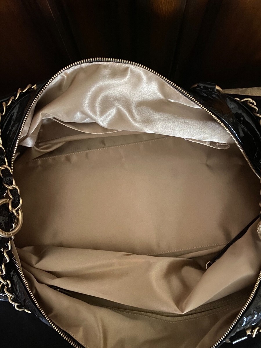 Authentic Black Chanel Vinyl Rock and Chain Extra Large
