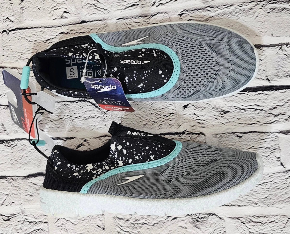 Speedo Aqua Skimmer Slip On Water Shoes Black Gray WOMENS SIZE S 5 6