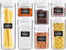 AIRTIGHT VACUUM SEALED FOOD STORAGE CONTAINERS SET OF 7 WHITE NEW - BY DYZI