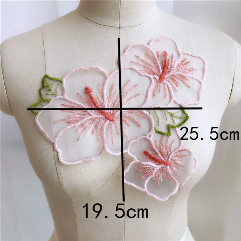 A Set of Lotus Floral Applique Patch Embroidery Lace Sew on for Dress Gown - Image 4 of 4