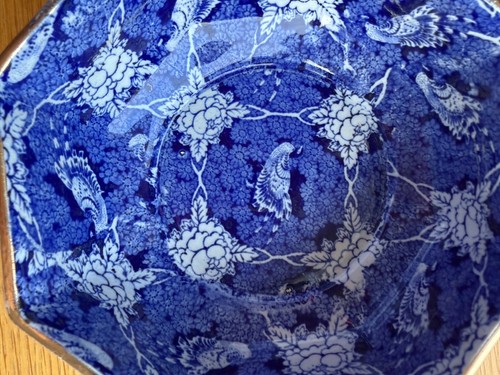 Sehr hübsche antike blau-weiße achteckige Dekoschale 17 cm B - Bild 3 von 6