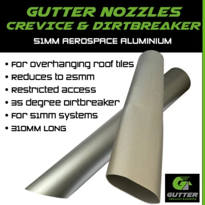 GUTTER VACUUM SYSTEMS LTD Gutter Vacuum Crevice and 35 Degree Nozzles for 51mm Gutter Clearing Pole Kits