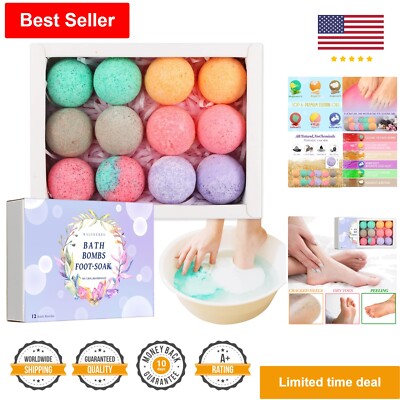 12 Pack Foot Bath Bombs - Organic Foot Soak with Bath Salt - Soothes Tired Feet