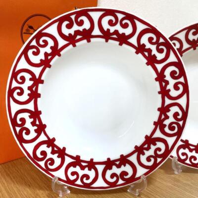 HERMES　Guanalquivir 装飾皿 2枚セット Hermes Guadalquivir Red Soup Plate Tableware Dish 2 set Dinner
