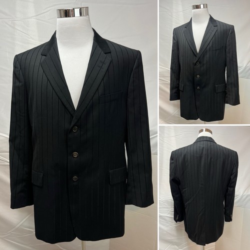 Paul Smith 46R Black Velvet Pinstripe Vented 3-Button Slim Wool Blazer Jacket - Picture 5 of 7