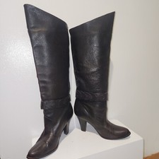 Vintage 70's IMPERIAL Knee High Heel Dark Brown Leather oots BRAZIL Sz7 GUC