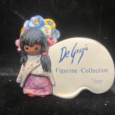 Goebel De Grazia Authorized Figurine Collection Dealer Signed Girl with Flowers