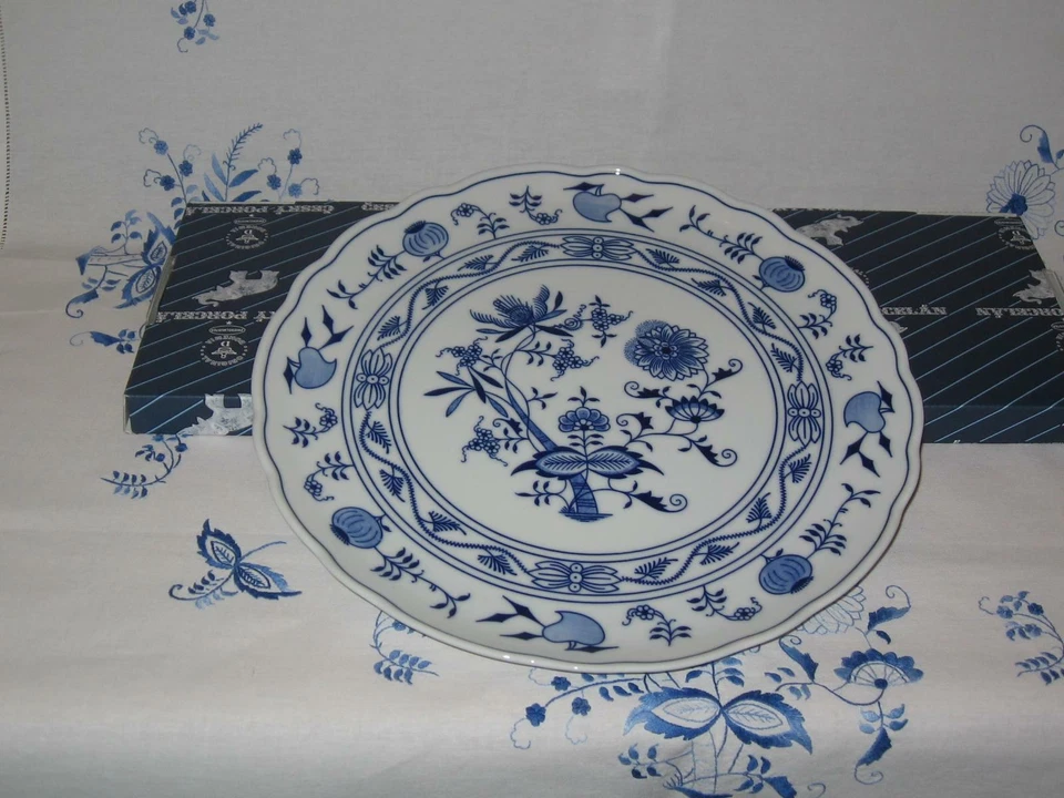 Zwiebelmuster Bohemia Original Tortenplatte/ Pizzateller R 31 cm Porzellan Neu