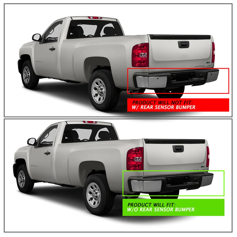 Parachoques trasero para Chevy Silverado 2500HD 3500HD 2007-2010 sin sensores cromados Foto 3 de 4