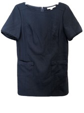 Ann Taylor Loft Navy Blue Short Sleeve Fringe Pocket & Sleeves Shift Dress Sz 8