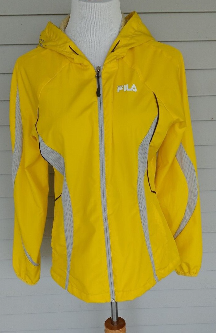 Giacca a vento Fila Sport Performance donna M gialla con cappuccio antipioggia atletica