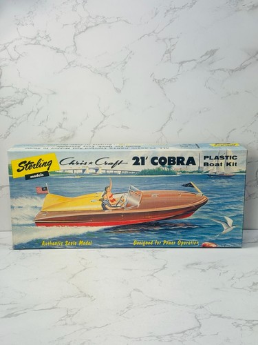 Vintage 1956 Sterling Models Chris Craft 21' Cobra Speed Boat Kit #B16-298 - Picture 1 of 4